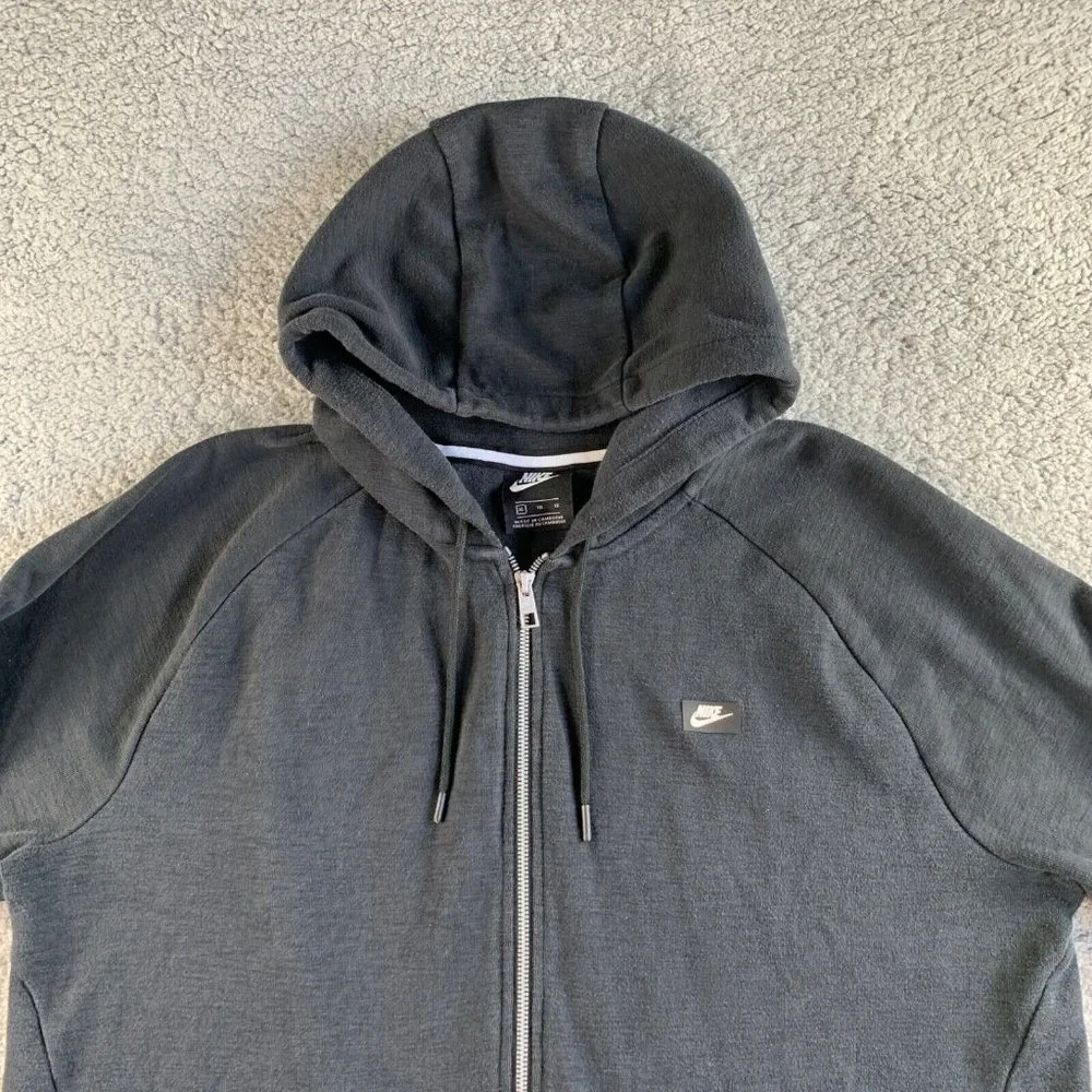 Nike Hoodie Sweatshirt Mens XL‎ Full Zip Jacket Swoosh Modern Black Athletic